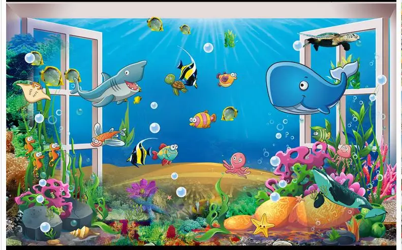 Пользовательские фотообои 3d фрески обои подвесной подводный мир Мультфильм