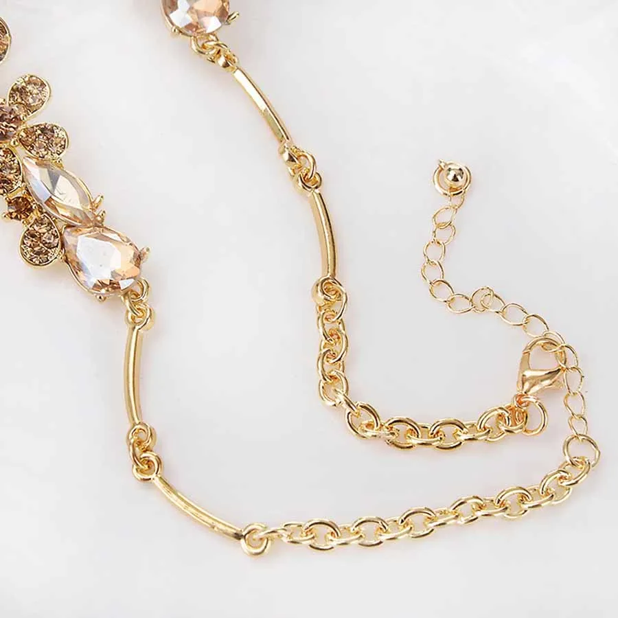 Большой размер полный фианит цветок Ювелирные наборы AAA Кристалл ожерелье серьги