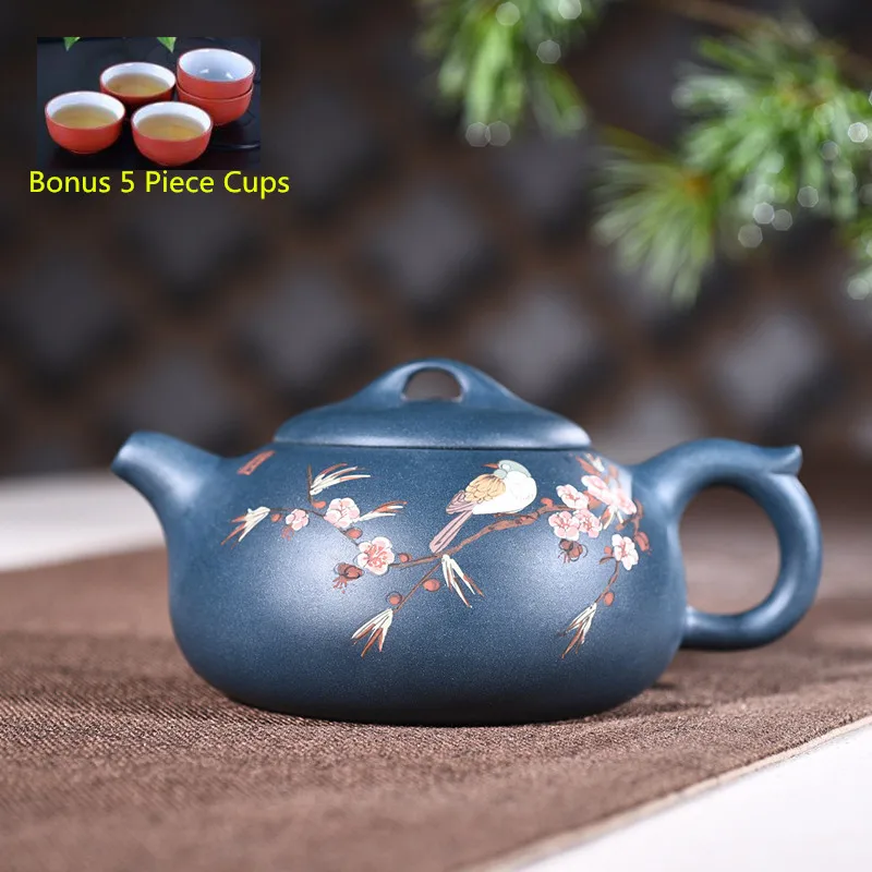 

300ml Yixing Zisha Teapot Genuine Handmade Rare Dark Green Mud Painted Tea Kettle Kung Fu Tea Pot Tea Set Free Shipping