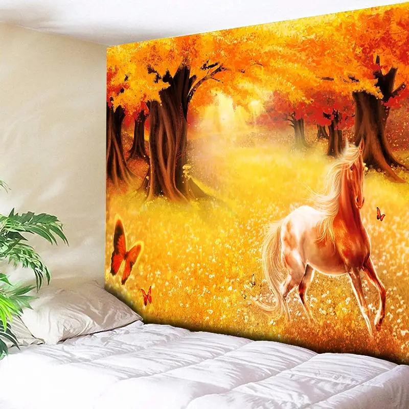 

Wall Tapestries Orange Trees Tapestry Wall Art Home Decor Big Hippie Wall Blanket Butterfly Decorative Wall Carpet Hanging 3Size