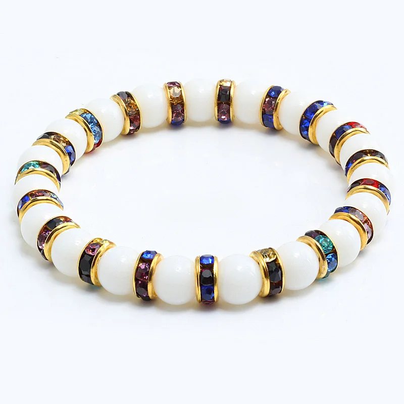Gold-Mixed Color Черный Природный камень Лава матовый бисером браслеты с короной женщины белый фарфор мужчины браслет из Тигрового Глаза Дракон узор пара ювелирных изделий - Окраска металла: Gold-Mixed Color
