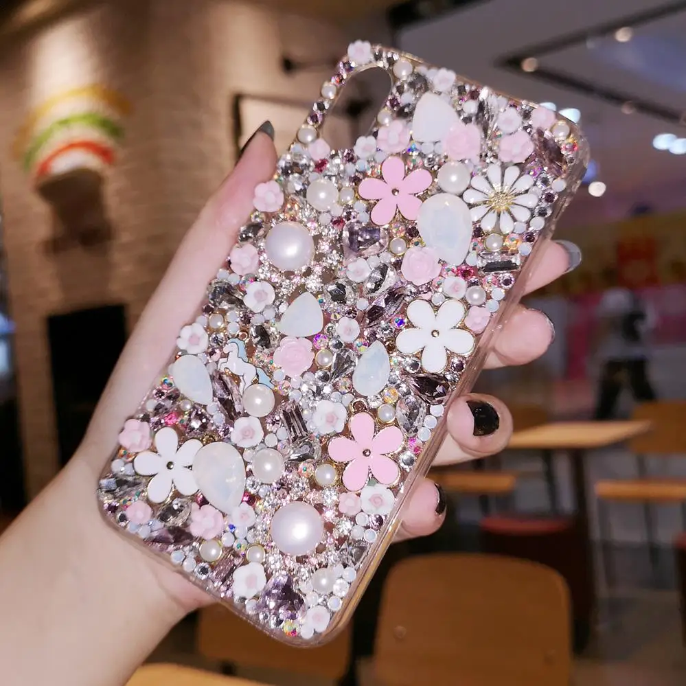 Для iphone XR роскошный блестящий хрустальный дрожащий цветок Алмазный чехол для XS Max