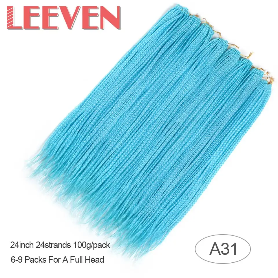 Leeven 24 дюйма, 24 пряди, Омбре свисающие косы, косы с крючком, накладные волосы, синтетические плетёные волосы, розовые, голубые, коричневые цвета - Цвет: #144