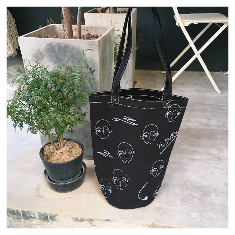 Новинка повседневная эко сумка тоут YILE с вышитым человеческим лицом через плечо