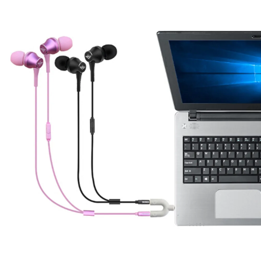 New 2 in 1 Swivel Connector For Computer Mobile Phone PC Adapter U Type Dual 3.5 MM Headphone Plug Audio Cables Splitter Mic |