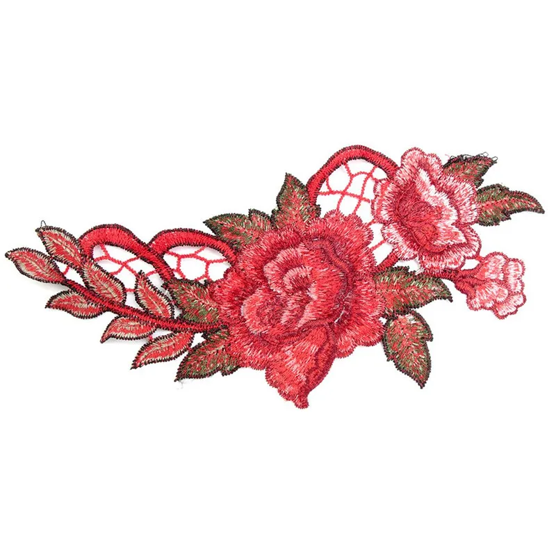 Нашивка с красной вышивкой в виде Розы 1 шт.|sew on patches|dress appliquesew flowers |