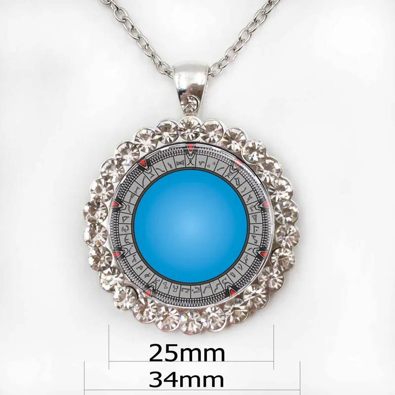 Necklace25mm 1 шт/партия винтажная голубая Вселенная Звездные ворота подвеска, ожерелье из кабошона Длинная черная цепочка массивное ожерелье для женщин и мужчин - Окраска металла: Necklace25mm
