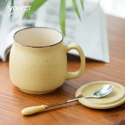 Cute Sesame Point Creative Ceramic Simple Household Milk Coffee Tea Mug With Lid Water Cup Drinkware Free Shipping | Дом и сад