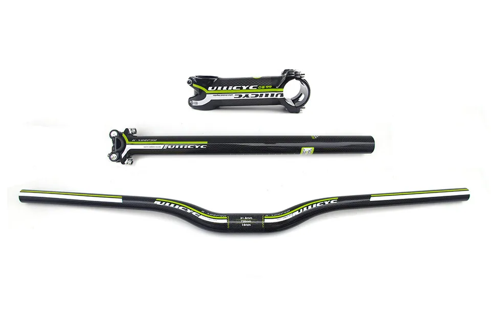 Быстрая, распродажа, горячая новинка, Ullicyc, углеродный руль, набор Mtb, руль для велосипеда+ подседельный штырь+ ствол, части для велосипеда, углеродный руль