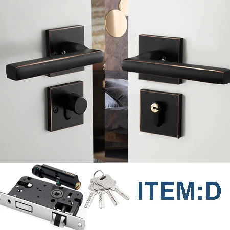 D x 1 set HA1001 дверная ручка замок современный стиль черный для домашний интерьер спальни Kichen номер Ванная комната офис продукт Гостиничное оборудование i - Цвет: D x 1 set