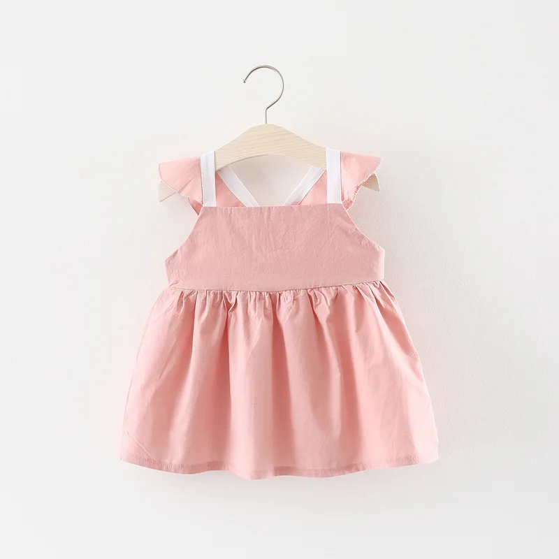 Детское летнее платье новое поступление 2018 года милое однотонное принцессы для