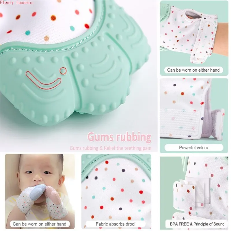 Baby'sTeething Mitten самоуспокаивающие обезболивающие перчатки ZiZi безопасный не