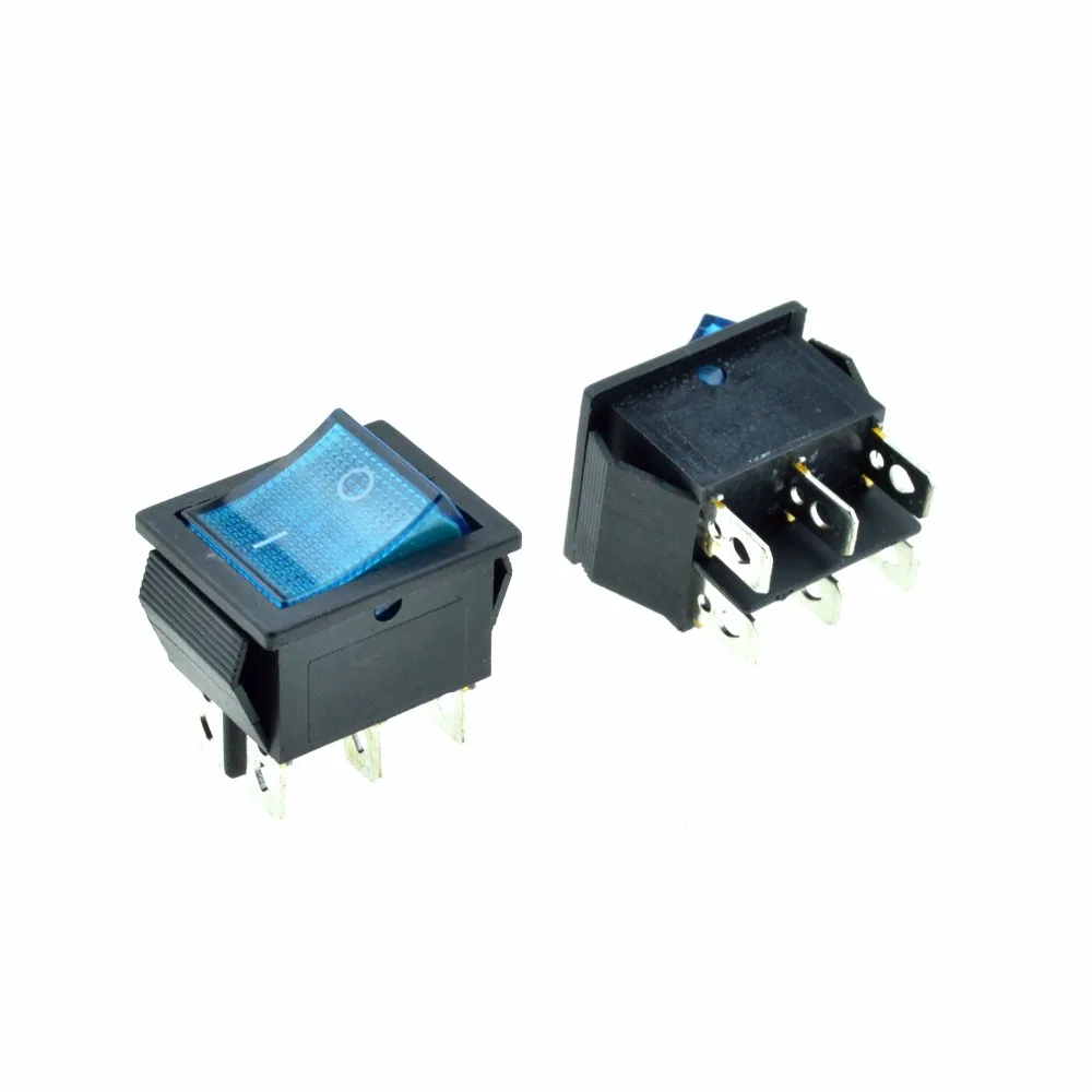 5 шт. синий Рокер Лодка переключатель с подсветкой свет DPDT 6 Шпильки 2 позиции на/на