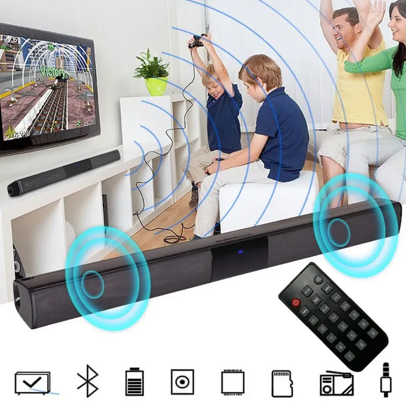 Большая мощность 20 Вт HIFI Портативный беспроводной Bluetooth динамик стерео Саундбар TF FM USB Сабвуфер Колонка для компьютера ТВ телефона