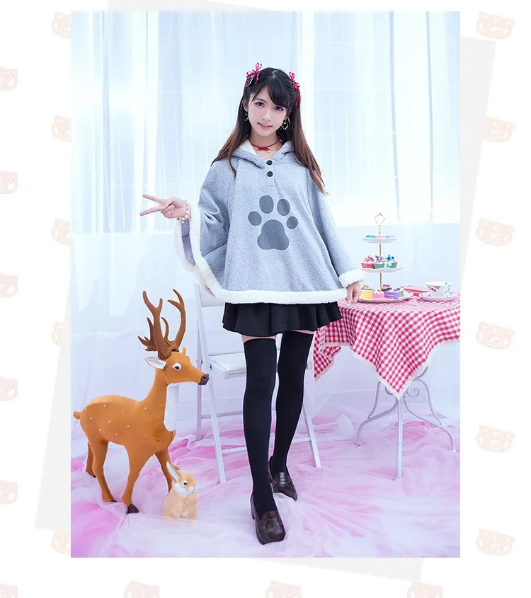 [] новая зимняя накидка! Игра Cat's Yard серия косплей плащ с капюшоном фурия шляпа флис Топ милый Лолита Одежда для девочек