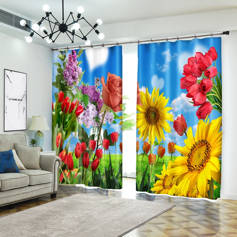 

Hundred Flowers Bloom 3D Curtains for Living Room Window Treatments Modern Curtains Beding Room High-precision Shade