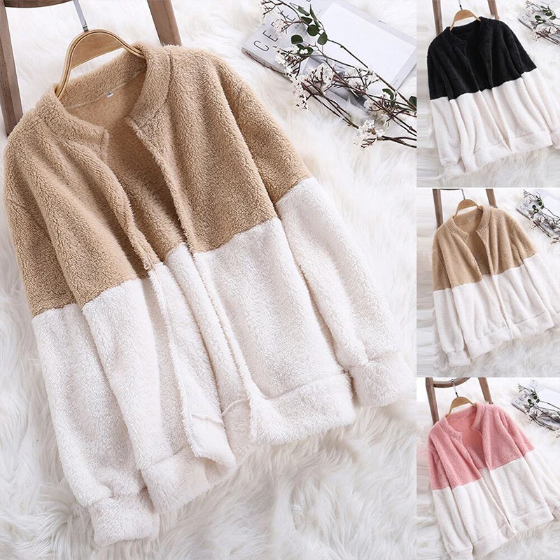 

Женское теплое шерстяное пальто Godier, осенне-зимняя модная флисовая куртка с открытым стежком, уличная одежда, повседневные пальто, кардиган...