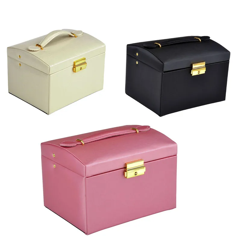 

Hot Selling 1pc Three Layers PU Leather Earring Ring Box For Jewelry Exquisite Makeup Case Jewelry Organizer Display Storage