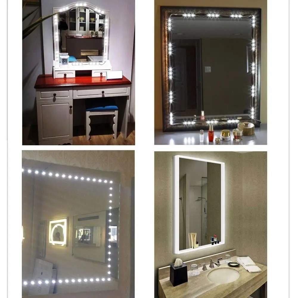 DIY Голливуд Стиль привело зеркало свет с сенсорным диммер и Питание