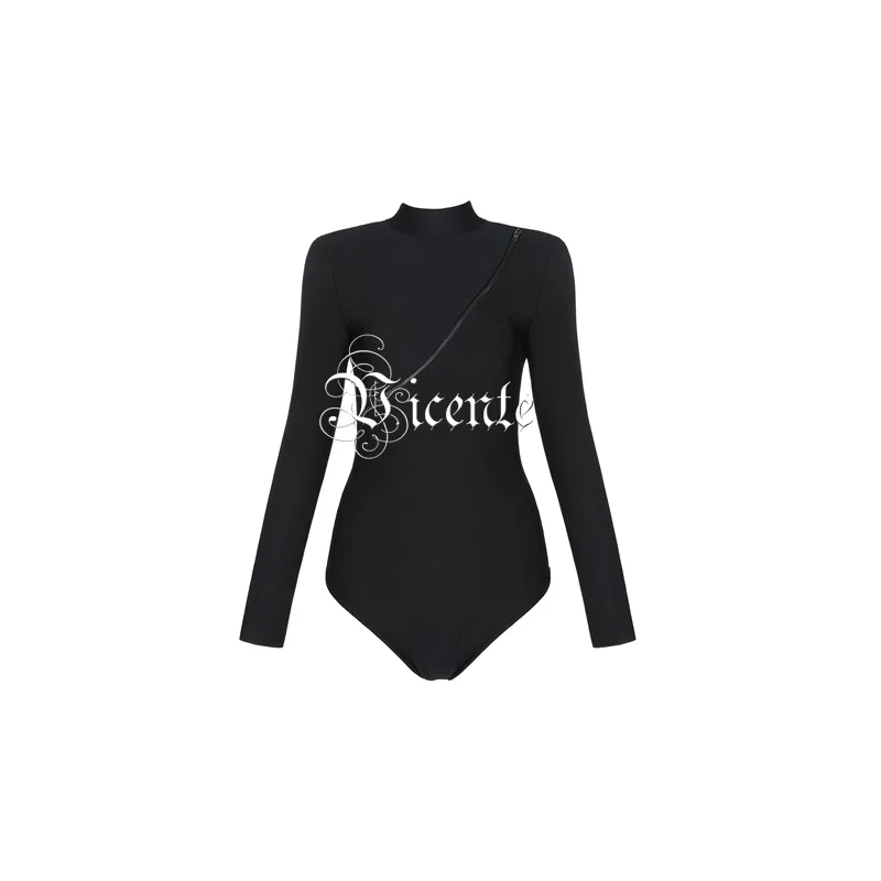 Новинка 2020 Шикарные Вечерние боди с длинными рукавами и поясом на молнии спереди