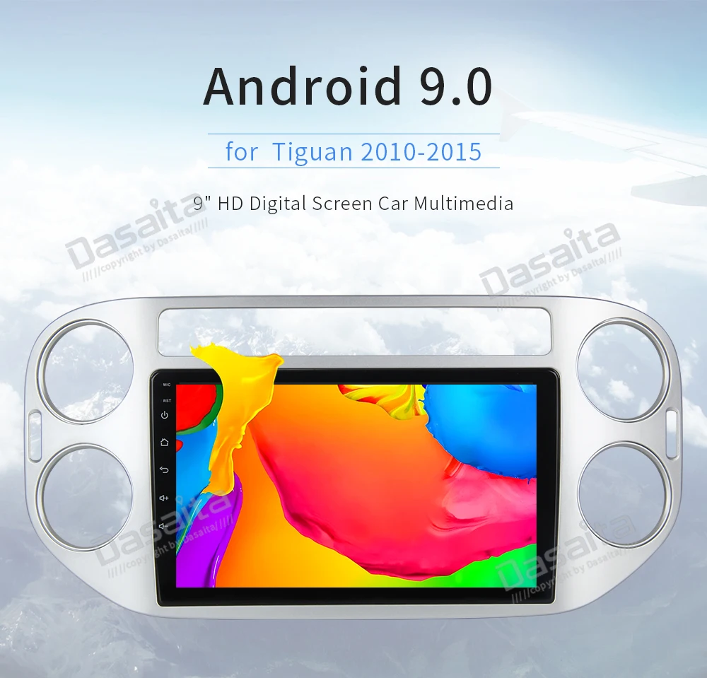 Dasaita 9 дюймов Android 9,0 Автомобильный gps радио плеер для Volkswagen VW Tiguan 2010- с восьмиядерным процессором 4 Гб+ 32 ГБ авто стерео Мультимедиа