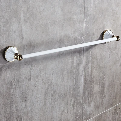 single towel bar Набор аксессуаров для ванной комнаты, золотой и белый держатель для бумаги, вешалка для полотенец, мыльница, вешалка для полотенец, стеклянная полка, крючки, набор аксессуаров для ванной комнаты - Цвет: single towel bar