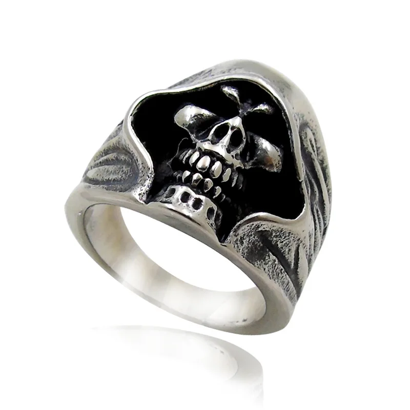 JZYN горячая Распродажа Европейское черное кольцо с черепом смерти креативное