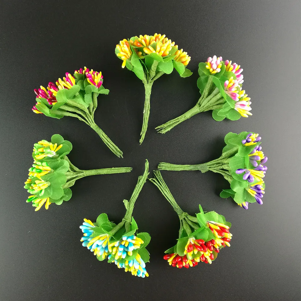 

100PCS/lot Mulberry Party Artificial Flower Stamen Wire Stem Smooth Monochromatic Marriage Leaves Stamen Wedding Box Decoration