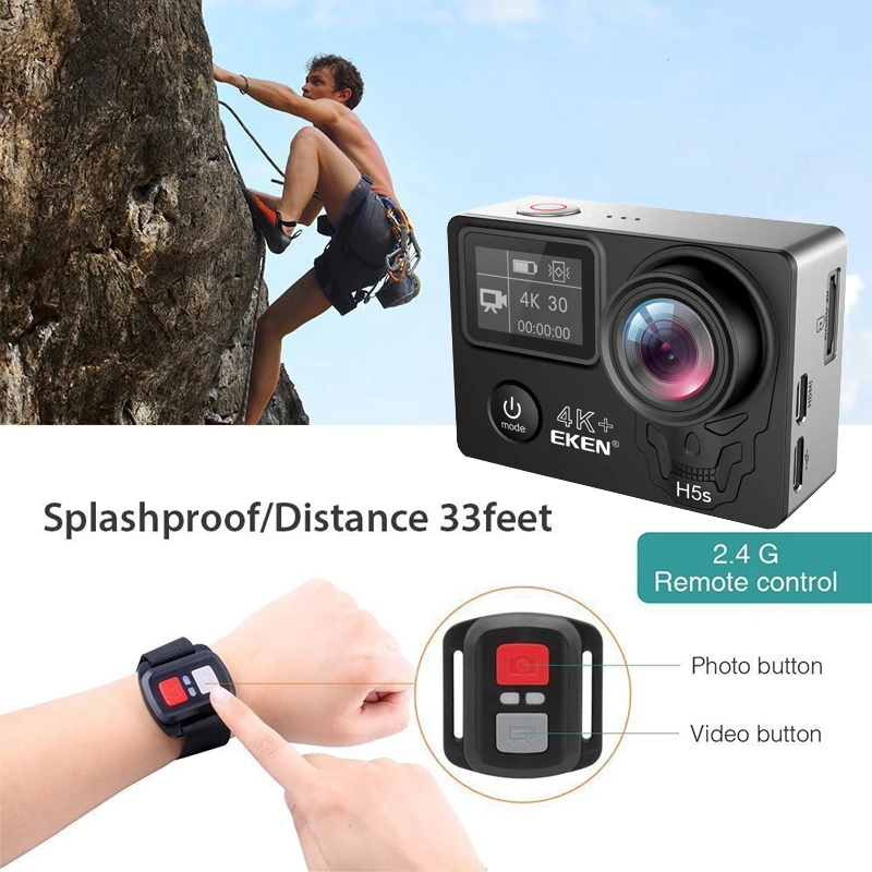 EKEN H5s Plus 4K + Ambarella A12 чипсет 30fps Utral HD EIS сенсорный экран камера Wifi шлем для мотоцикла