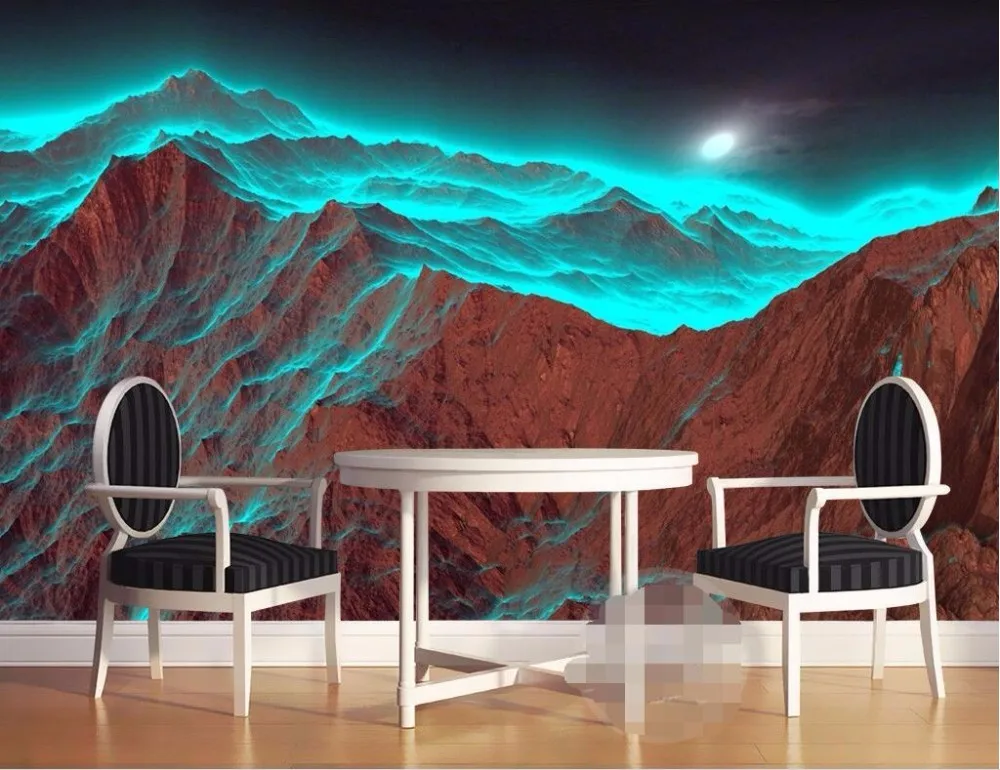 Beibehang пользовательские фото Настенные обои для стен 3 d HD Ночная горная облучение странная зеленая природа 3d большие стены рулон бумаги