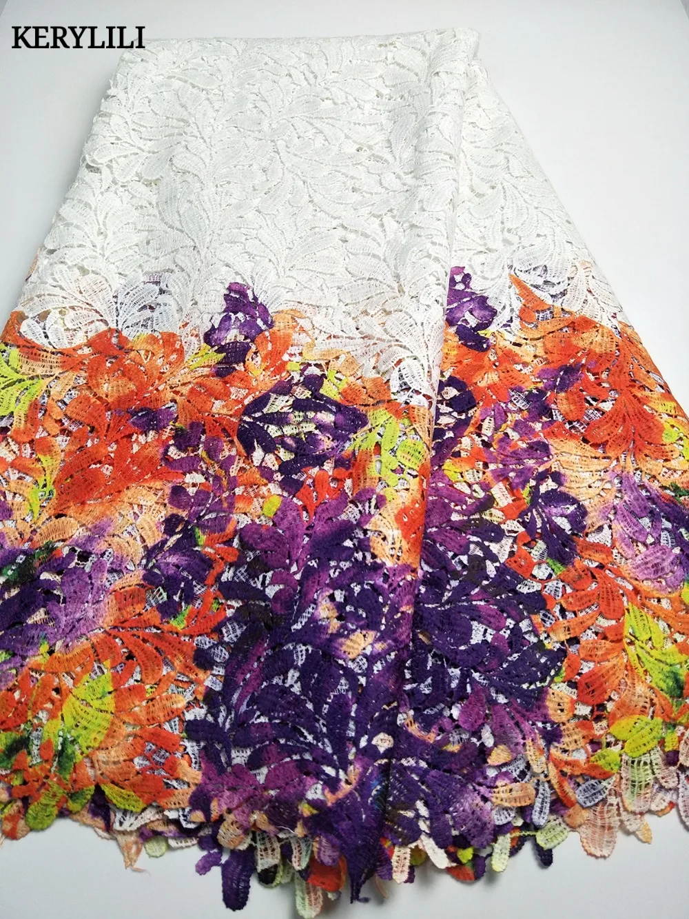 KER YLILI Nigerian Guipure Lace Fabric 2017 High Quality African Cord For Wedding Dress French KRL-1287 | Дом и сад