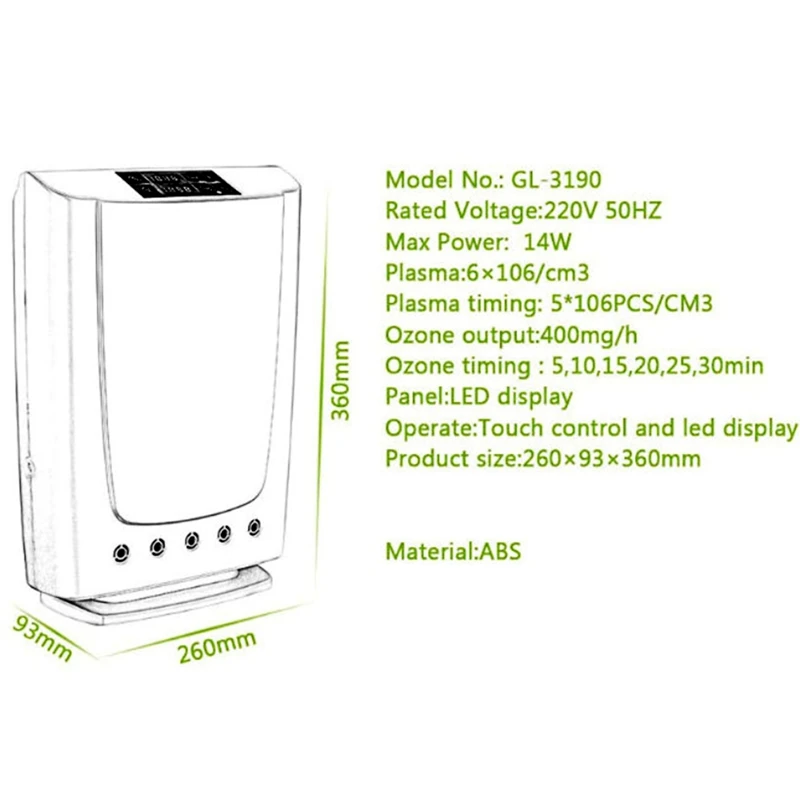Озоновый очиститель воздуха для дома/офиса очистки и стерилизации воды