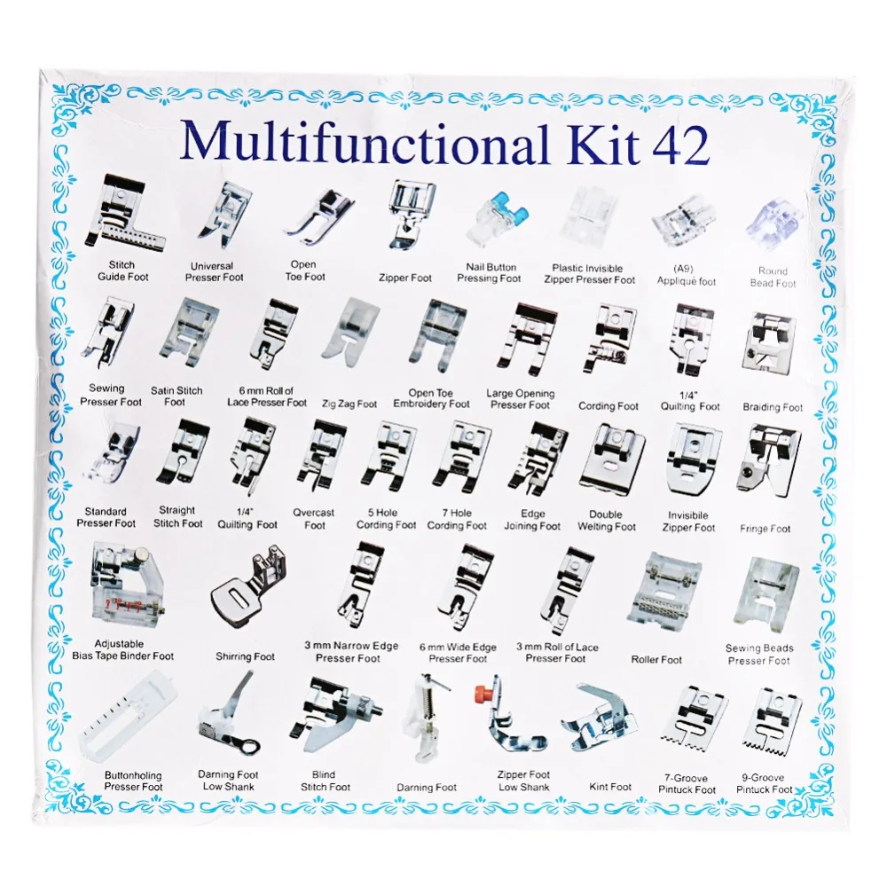 

42 Pieces Domestic Sewing Machine Feet Presser Sewing Machine Foot Sewing Accessories&Prop Kits