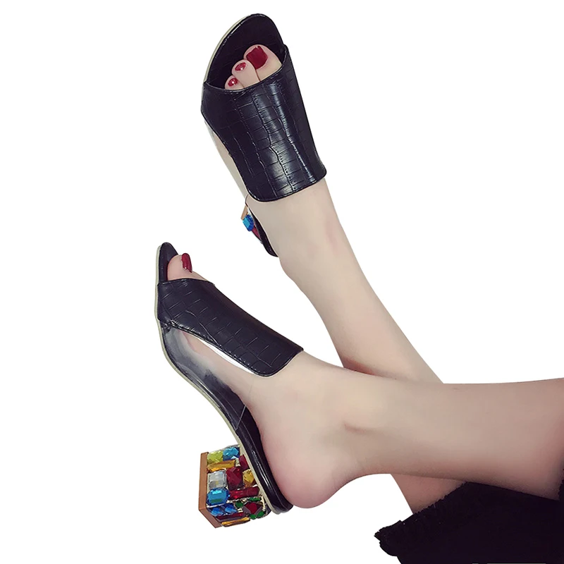 HEE GRAND/летние сандалии-шлепанцы женские сабо на низком каблуке Разноцветные