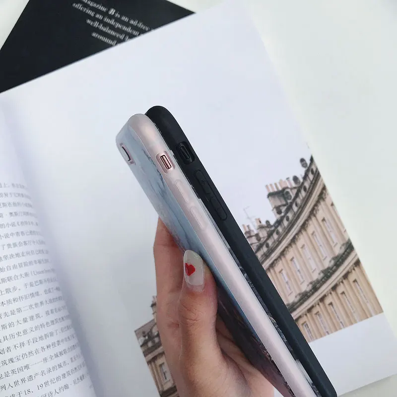 Boucho Lovely Marble Phone Case For iphone 8 Cases 7 Plus X Cover Art Mountain Painted Soft IMD Covers Bags Capa |