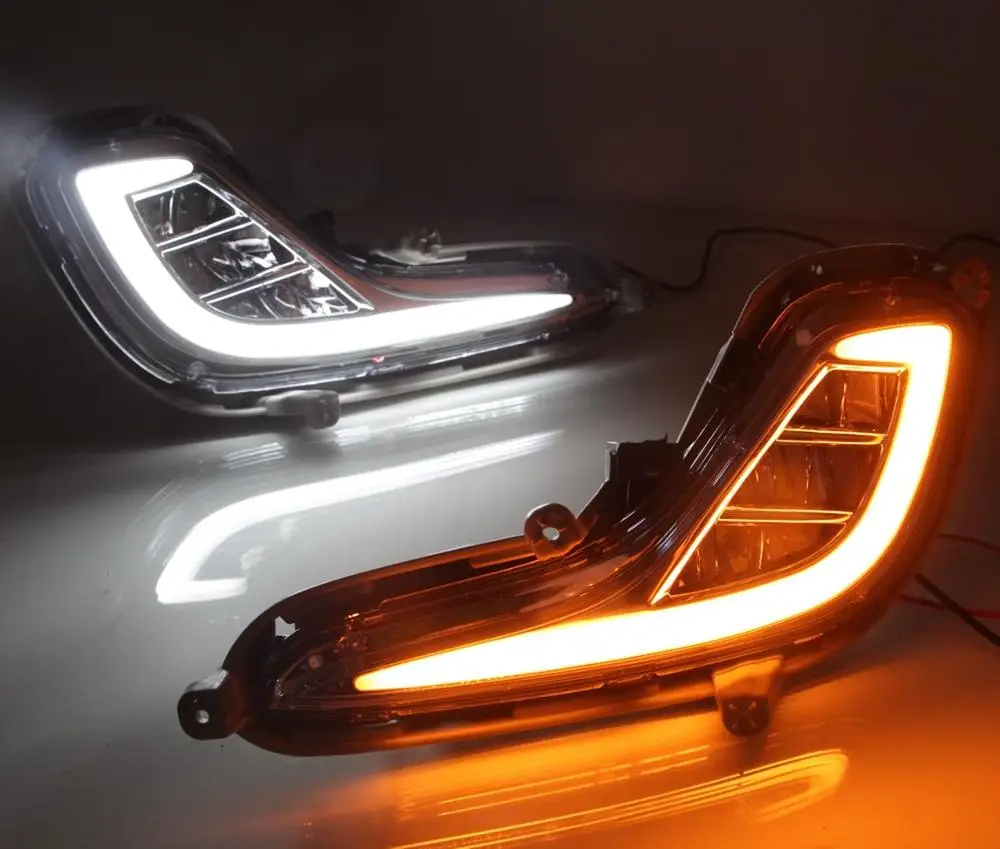 model B Автомобильная проблесковая 1 комплект светодиодный DRL Дневной светильник колпак противотуманных фар для hyundai Accent hyundai Solaris 2010 2011 2012 2013 с поворотник - Цвет: model B