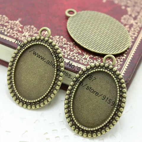 

15pcs/Lot Antique Bronze Cameo Cabochon Base Oval Pendant Blanks Setting 27*39mm(Fit18*25mm Diy)Cabochon Pendant Settings 6C1045