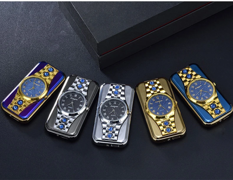 Зажигалка для часов, USB, вольфрам, турбо, ветрозащитная, мужская, цвет, цинковый сплав, Электронная зажигалка для сигарет, лазерная, логотип, горка для воспламенения