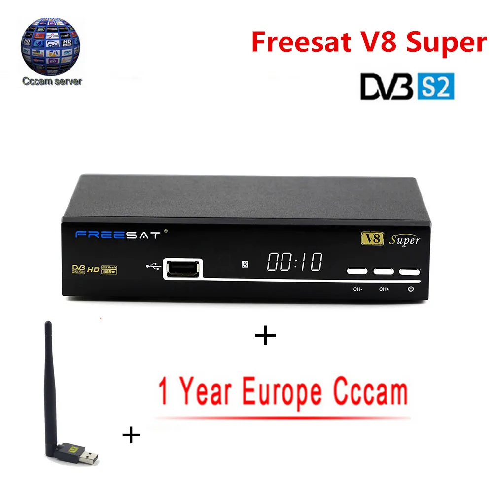 V8 Super NOVA 1 год Европа Cccam сервер HD Freesat DVB-S2 спутниковый ресивер Полный 1080P Италия Испания арабский Cccam Cline USB Wifi