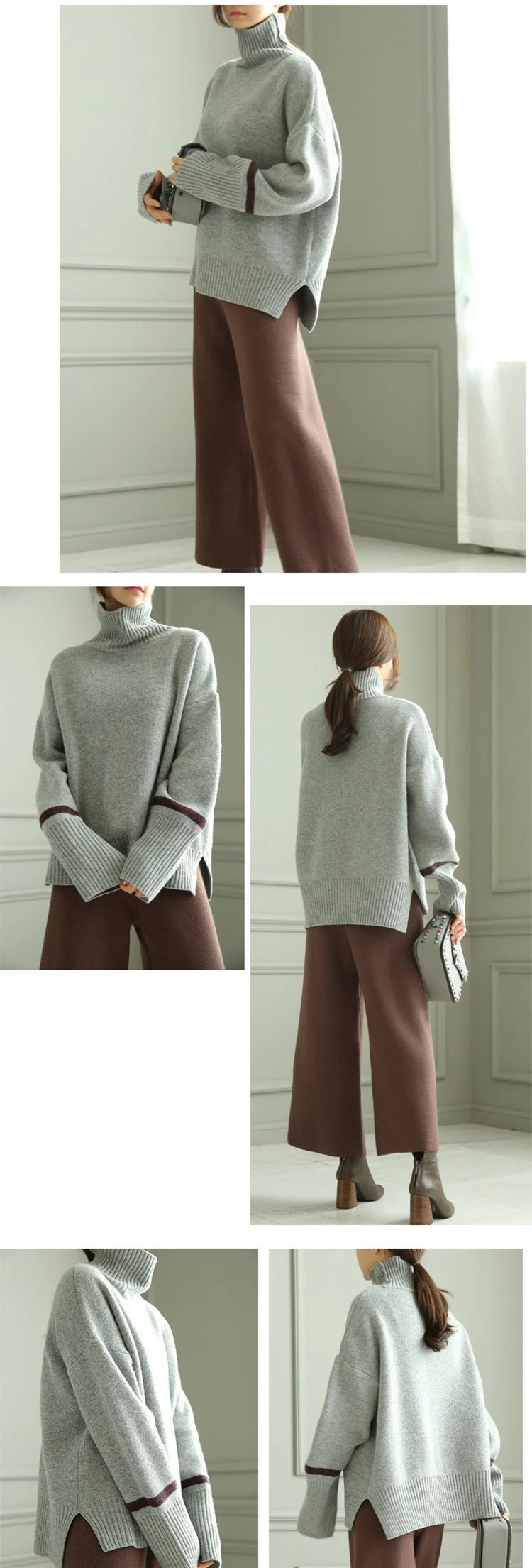 New Cashmere Knitted Sweater Women Tops Turtleneck Autumn Winter Female Pullover Loose Casual Warm Sweater