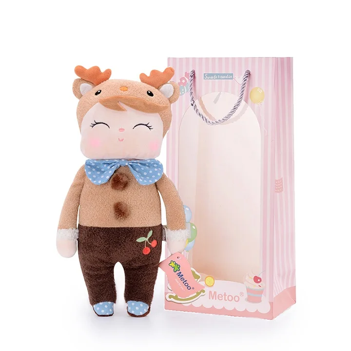 Brown deer Metoo Плюшевые игрушки Анжела куклы с коробкой Dreaming Girl одежда шаблон юбка плюшевый кролик мягкие Подарочные игрушки для детей - Цвет: Brown deer