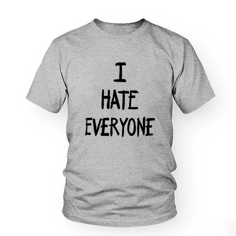 Новая летняя футболка с надписью I Hate Everyone Женская Повседневная из 100% хлопка