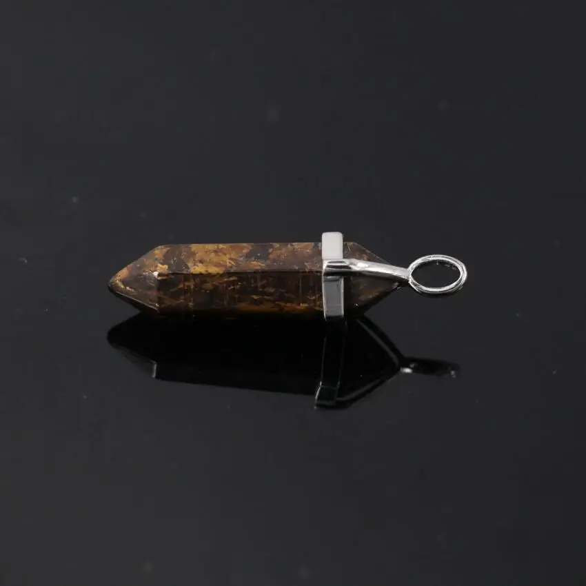 10 шт. коричневый камень бронзит Шестигранная подвеска Гранёные камни