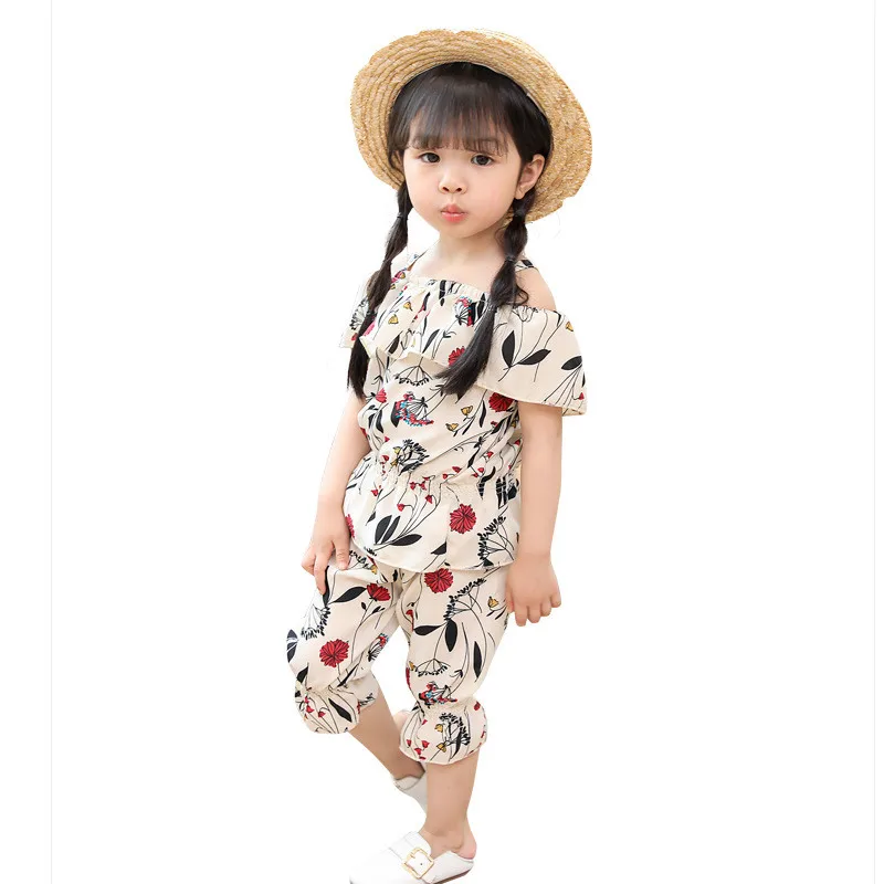 Летний костюм для девочек 2018 новая детская одежда Детский из шифона на