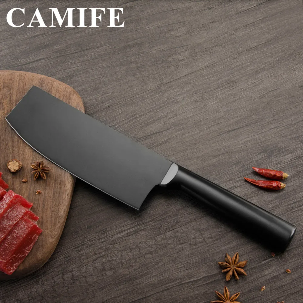 Черный японский кухонный нож из нержавеющей стали, разделочный нож, антипригарный нож для мяса Nakiri, инструменты для приготовления пищи, подарок для женщин