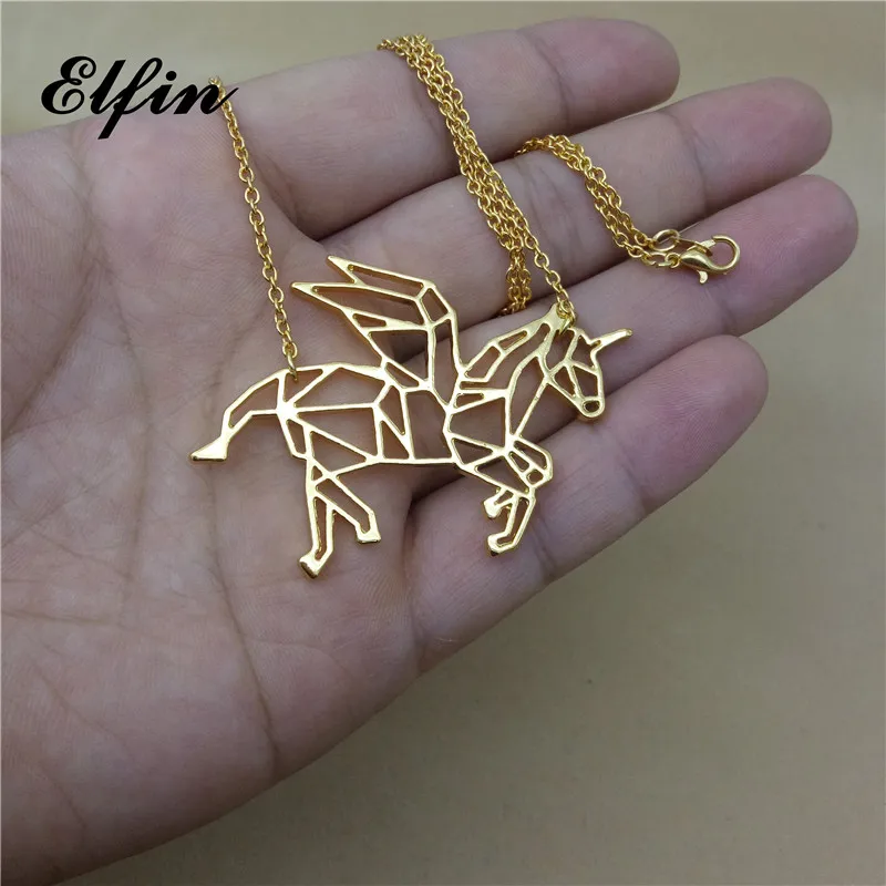 Прямая поставка ожерелья с подвеской в виде оригами летающей лошади модные