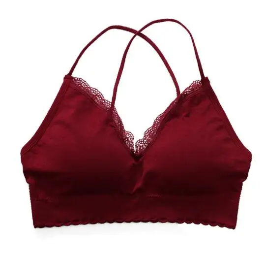 Сексуальные кружева Bralette женский Беспроводной бюстгальтер сплошной Для женщин нижнее женское белье с бюстгальтером с мягкой чашкой Push Up Бюстгальтеры без косточек бесшовный бюстгальтер с подушечками Для женщин sutyen z0847 - Цвет: wine red