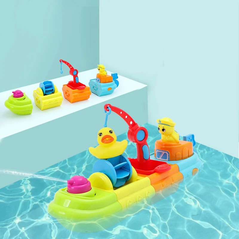 Children Bath Toy Ship Boat Assemble Water Spray Floating Hand Holding Toys Pool Beach Bathroom Infant Play Bathing | Игрушки и хобби