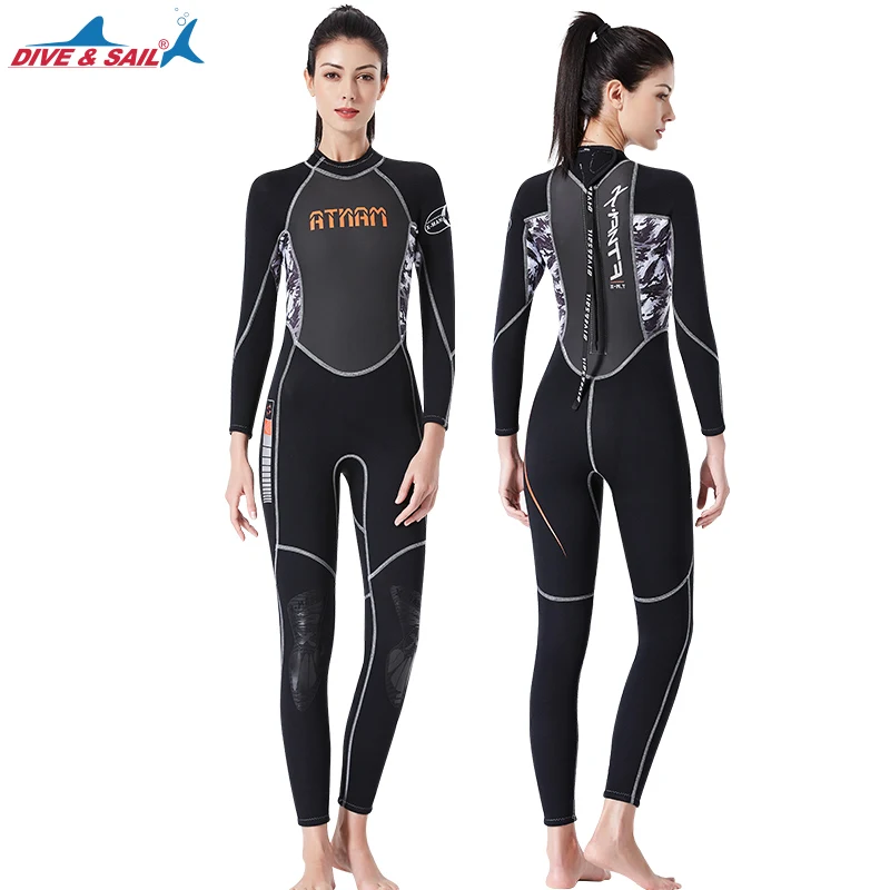 3mm quality Women Wetsuit Elastic Tight SCR neoprene long sleeved Diving suit color stitching Surf Equipment Jellyfish clothing | Спорт и
