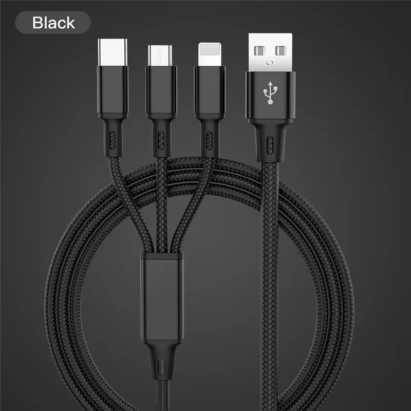 USB кабель для передачи данных для iPhone XS X 8 7 6 быстрая зарядка Зарядное устройство 3 в 1 микро USB кабель для Android USB Type C мобильные телефонные кабели для Samsung S9